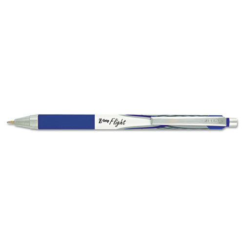 Zebra Z-Grip Flight Ballpoint Pen, Retractable, Bold 1.2 mm, Blue Ink, White Barrel, Dozen 21920