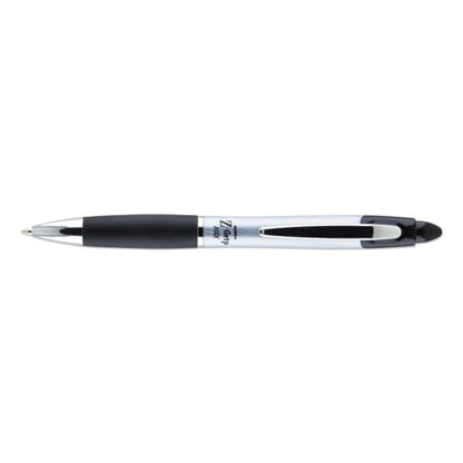 Zebra Z-Grip MAX Ballpoint Pen, Retractable, Medium 1 mm, Black Ink, Silver Barrel, Dozen 22410
