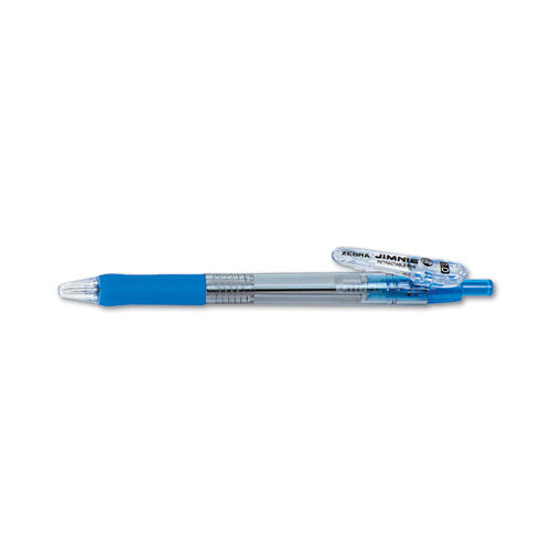 Zebra ECO Jimnie Clip Ballpoint Pen, Retractable, Medium 1 mm, Blue Ink, Translucent Blue Barrel, Dozen 22520