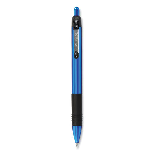 Zebra Z-Grip Metal Ballpoint Pen, Retractable, Medium 1 mm, Blue Ink, Blue Barrel, Dozen 27020