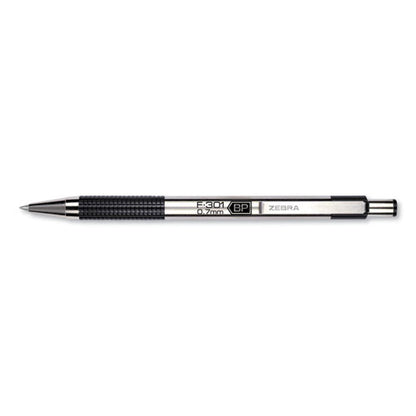Zebra F-301 Ballpoint Pen, Retractable, Fine 0.7 mm, Black Ink, Stainless Steel-Black Barrel 27110