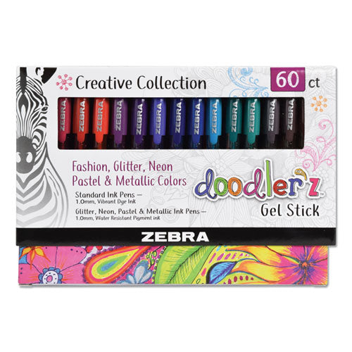 Zebra Doodler'z Gel Pen, Stick, Bold 1 mm, Assorted Ink and Barrel Colors, 60-Pack 41960