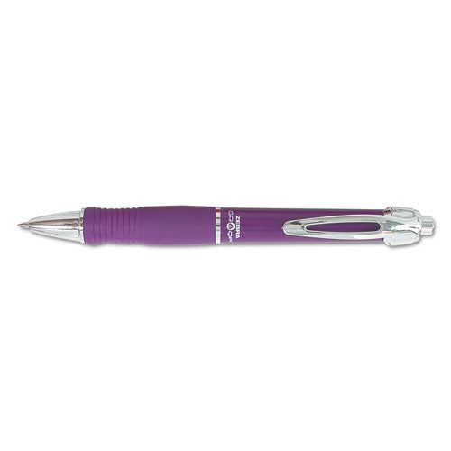 Zebra GR8 Gel Pen, Retractable, Medium 0.7 mm, Violet Ink, Violet-Silver Barrel, Dozen 42680