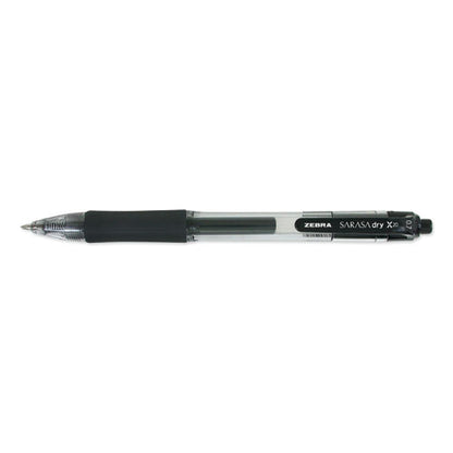 Zebra Sarasa Dry Gel X20 Gel Pen, Retractable, Medium 0.7 mm, Black Ink, Smoke Barrel, Dozen 46810