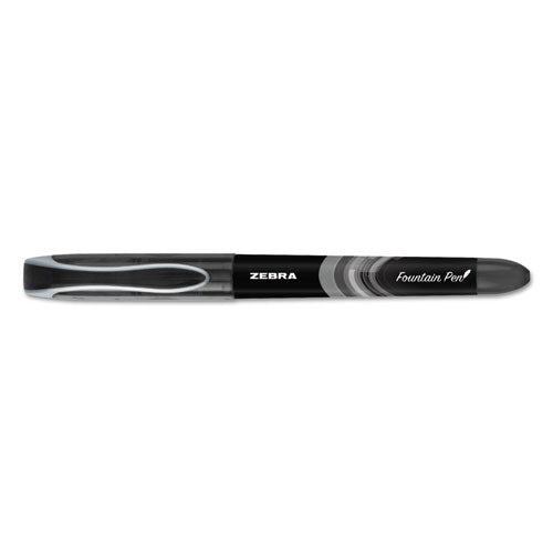 Zebra Fountain Pen, Fine 0.6 mm, Black Ink, Black, Dozen 48310