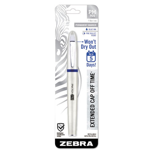 Zebra PM-701 Permanent Marker, Medium Bullet Tip, Blue 65121