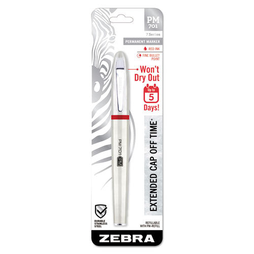 Zebra PM-701 Permanent Marker, Medium Bullet Tip, Red 65131