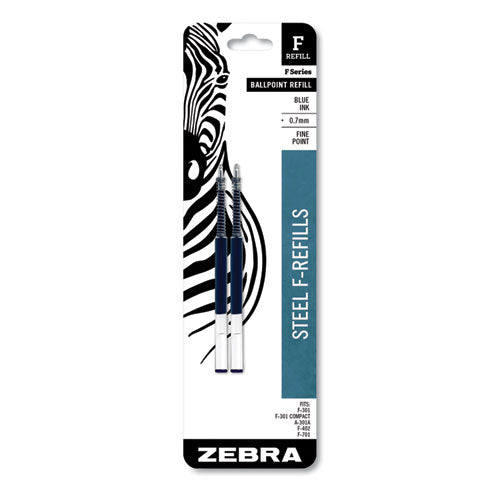 Zebra F-Refill for Zebra F-Series Ballpoint Pens, Fine Conical Tip, Blue Ink, 2-Pack 85522