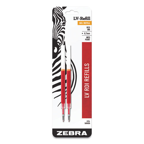 Zebra JF Refill for Jimnie, Sarasa, ecoSarasa, Orbitz, Z-Grip and GR8 Gel Roller Ball Pens, Medium Conical Tip, Red Ink, 2-Pack 87032