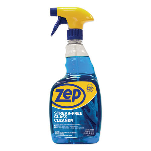 Zep Commercial Streak-Free Glass Cleaner, Pleasant Scent, 32 oz Spray Bottle, 12-Carton ZU112032