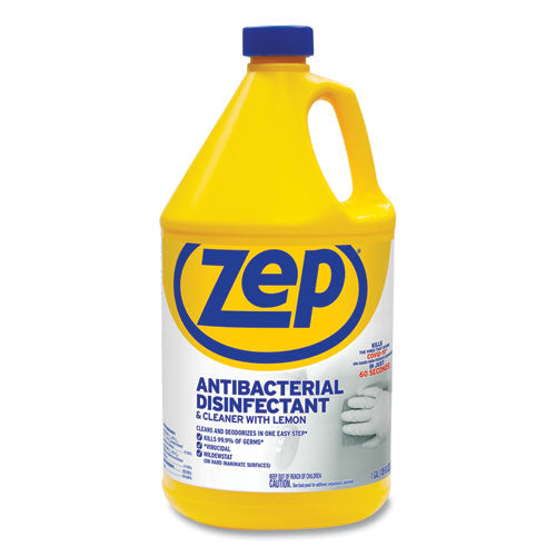 Zep Commercial Antibacterial Disinfectant, Lemon Scent, 1 gal, 4-Carton ZUBAC128
