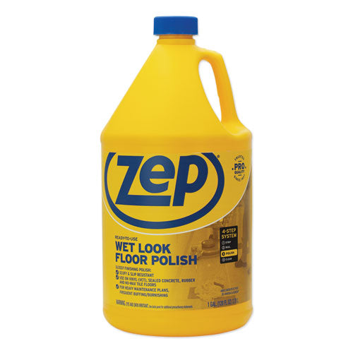 Zep Commercial Wet Look Floor Polish, 1 gal, 4-Carton ZUWLFF128