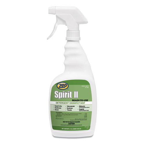 Zep Spirit II Ready-to-Use Disinfectant, Citrus Scent, 32 oz Spray Bottle, 12-Carton 67909
