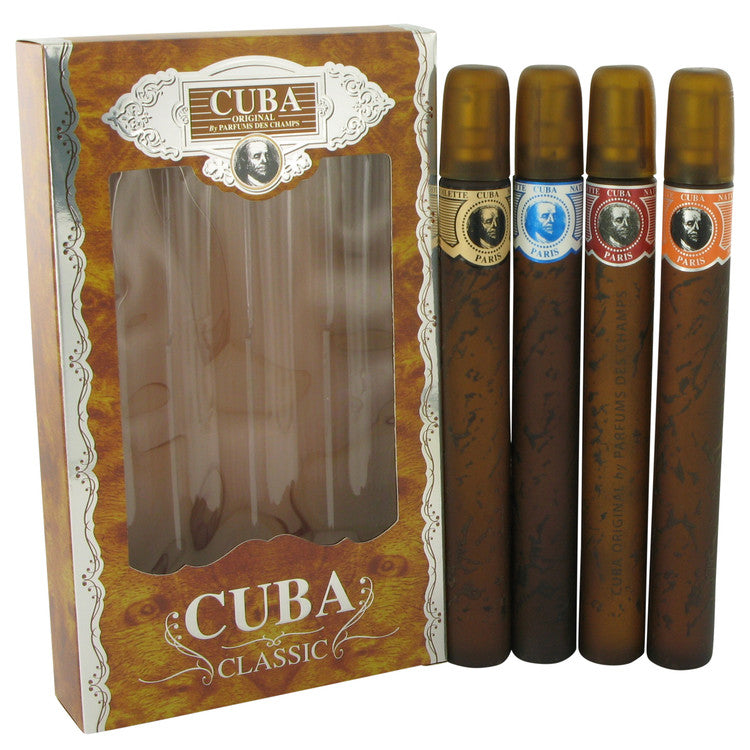 Cuba Gold by Fragluxe - Men's Variety Gift Set - All Four 1.15 oz Sprays (Cuba Red, Cuba Blue, Cuba Gold and Cuba Orange)