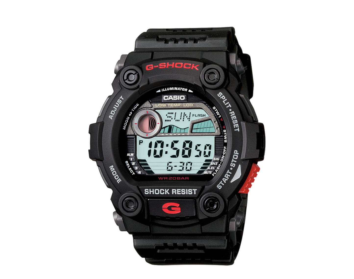 Casio G-Shock G7900 Digital Tide Graph Resin Black/Red Watch G7900-1