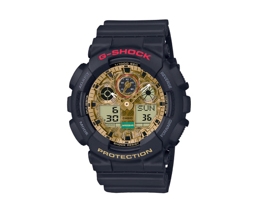 Casio G-Shock Maneki Neko Money Cat Analog-Digital Resin Black/Gold Watch GA100TMN-1A