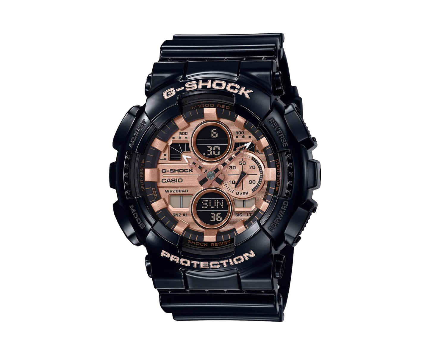 Casio G-Shock Metal Face Analog-Digital Black/Rose Gold Men's Watch GA140GB-1A2