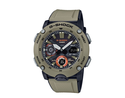 Casio G-Shock GA2000 Front Button Analog-Digital Khaki/Black Men's Watch GA2000-5A