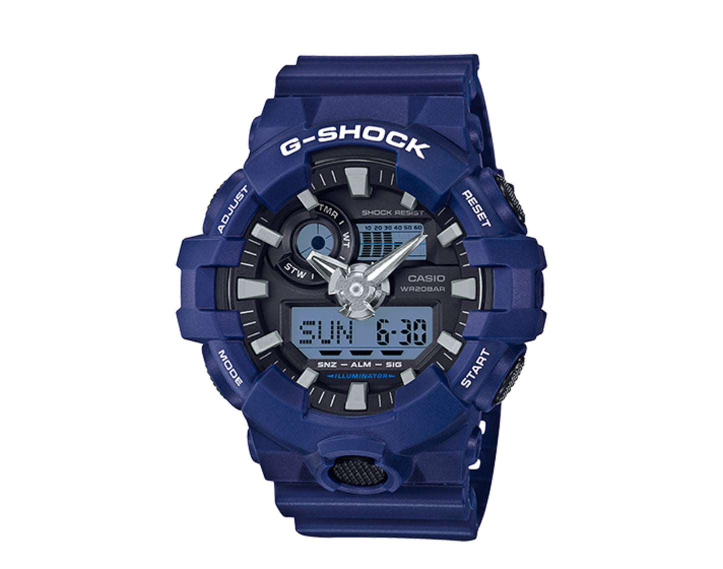 Casio G-Shock Front Button Analog Digital Navy Blue/Black Men's Watch GA700-4A