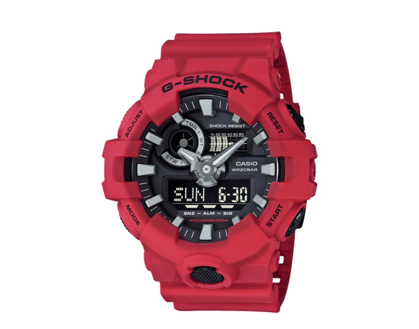 Casio G-Shock Front Button Analog-Digital Resin Red/Black Men's Watch GA700-4A