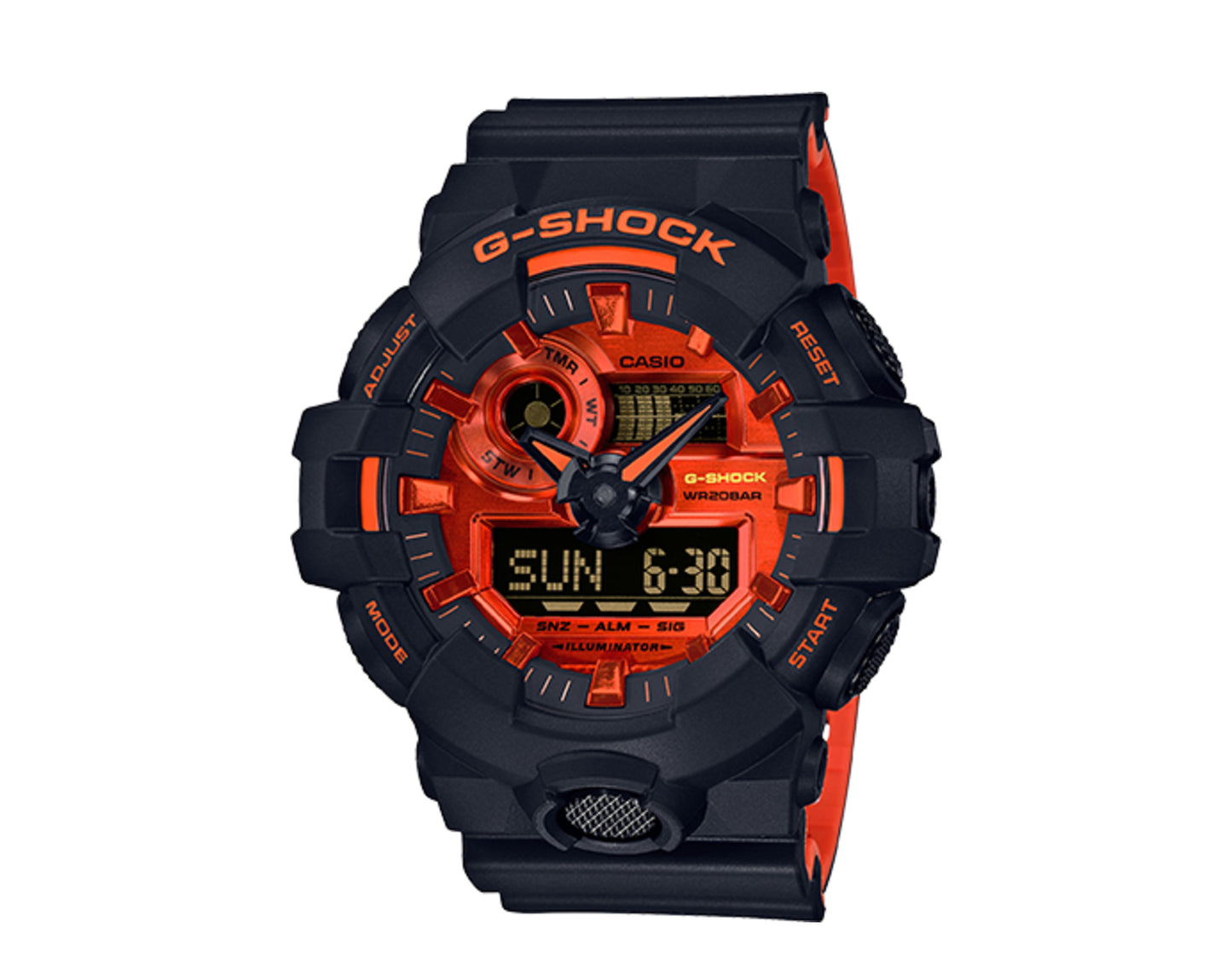 Casio G-Shock Front Button Analog-Digital Black/Orange Men's Watch GA700BR-1A