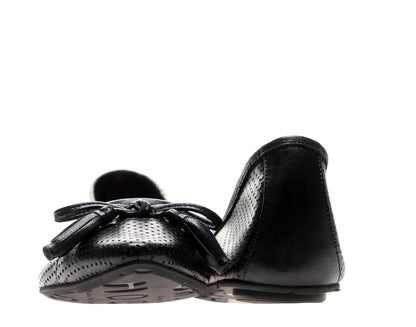 Chocolat Blu Gabriella Moccasin Flat Black Leather Women's Shoes