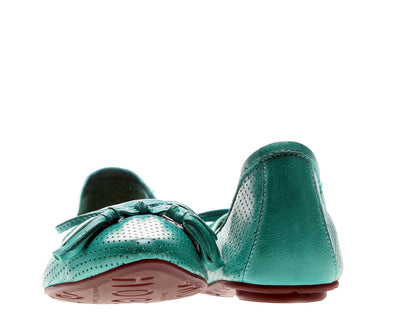 Chocolat Blu Gabriella Moccasin Flat Green Leather Women's Shoes