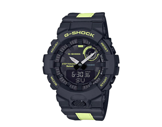 Casio G-Shock Luminate Analog-Digital Step Tracker Black/Yellow Men's Watch GBA800LU-1A1