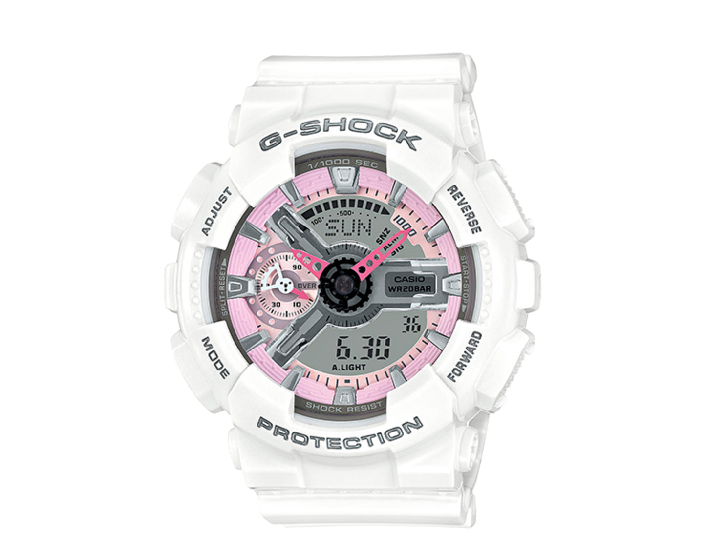 Casio G-Shock S Series Analog-Digital Resin White/Silver/Pink Women's Watch GMAS110MP-7A