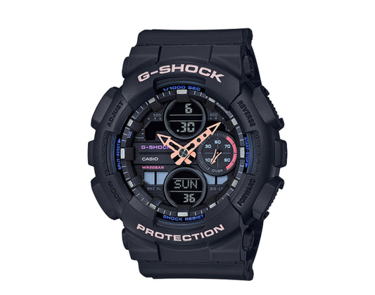 Casio G-Shock GMAS140 S Series Analog-Digital Resin Black/Multi Women's Watch GMAS140-1A