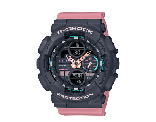 Casio G-Shock GMAS140 S Series Analog-Digital Resin Black/Pink Women's Watch GMAS140-4A
