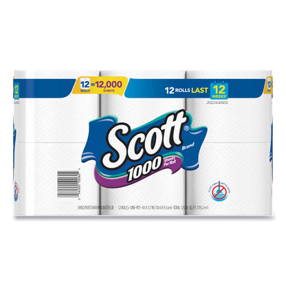 Scott Toilet Tissue Paper 1 Ply 1000 Sheets White (48 Rolls) 10060