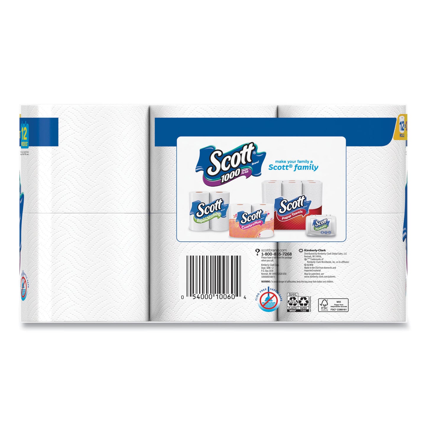 Scott Toilet Tissue Paper 1 Ply 1000 Sheets White (48 Rolls) 10060