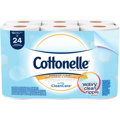 Cottonelle CleanCare Standard Toilet Tissue Paper 1 Ply White (48 Rolls) 12456