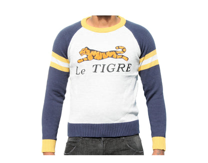 Le Tigre Patch Crew Grey/Navy/Gold Sweater LT19-K204-GRY