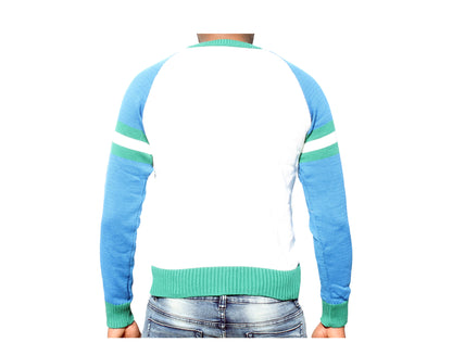 Le Tigre Patch Crew White/Blue/Green Sweater LT19-K204-WHT