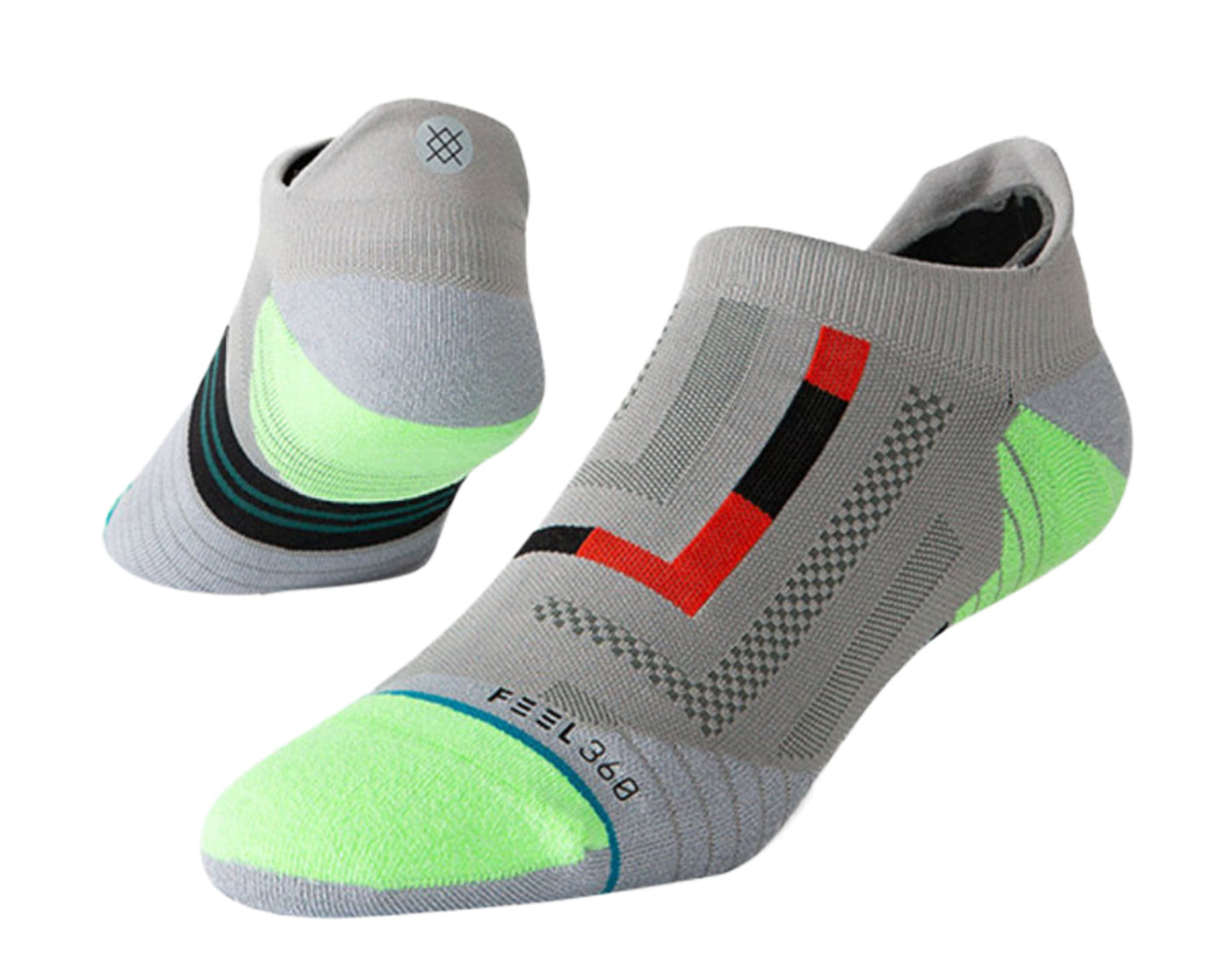 Stance Feel 360 - Athletic Pressure Tab Grey/Green Ankle Socks M248C19PRT-GRY