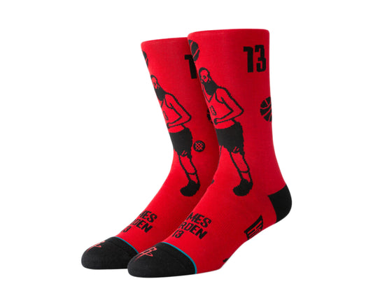 Stance Casual NBA Harden Stencil Red/Black Crew Socks M545D19JHA-RED
