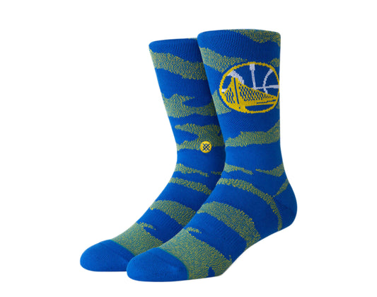 Stance Casual NBA Warriors Camo Blue/Yellow Melange Crew Socks M558B19WAR-BLU