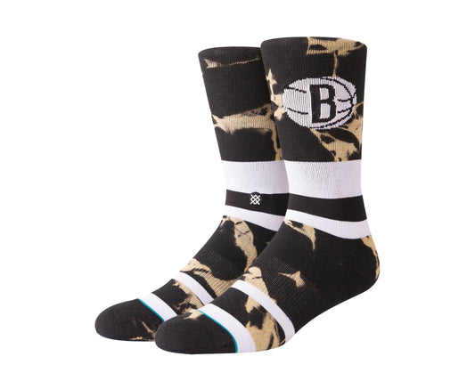 Stance Casual NBA Brooklyn Nets Acid Wash Black/White Crew Socks M558C18NET-BLK