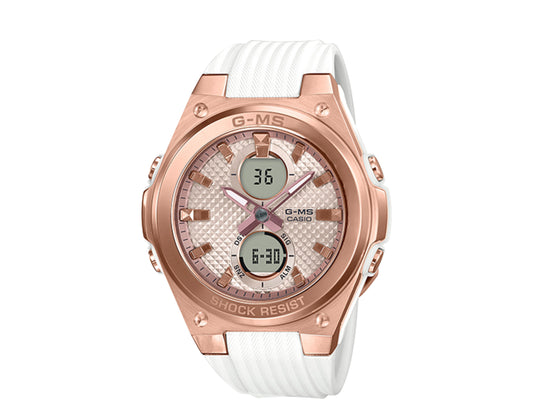 Casio G-Shock MSGC100G G-MS Metal and Resin Rose Gold/White Women's Watch MSGC100G-7A