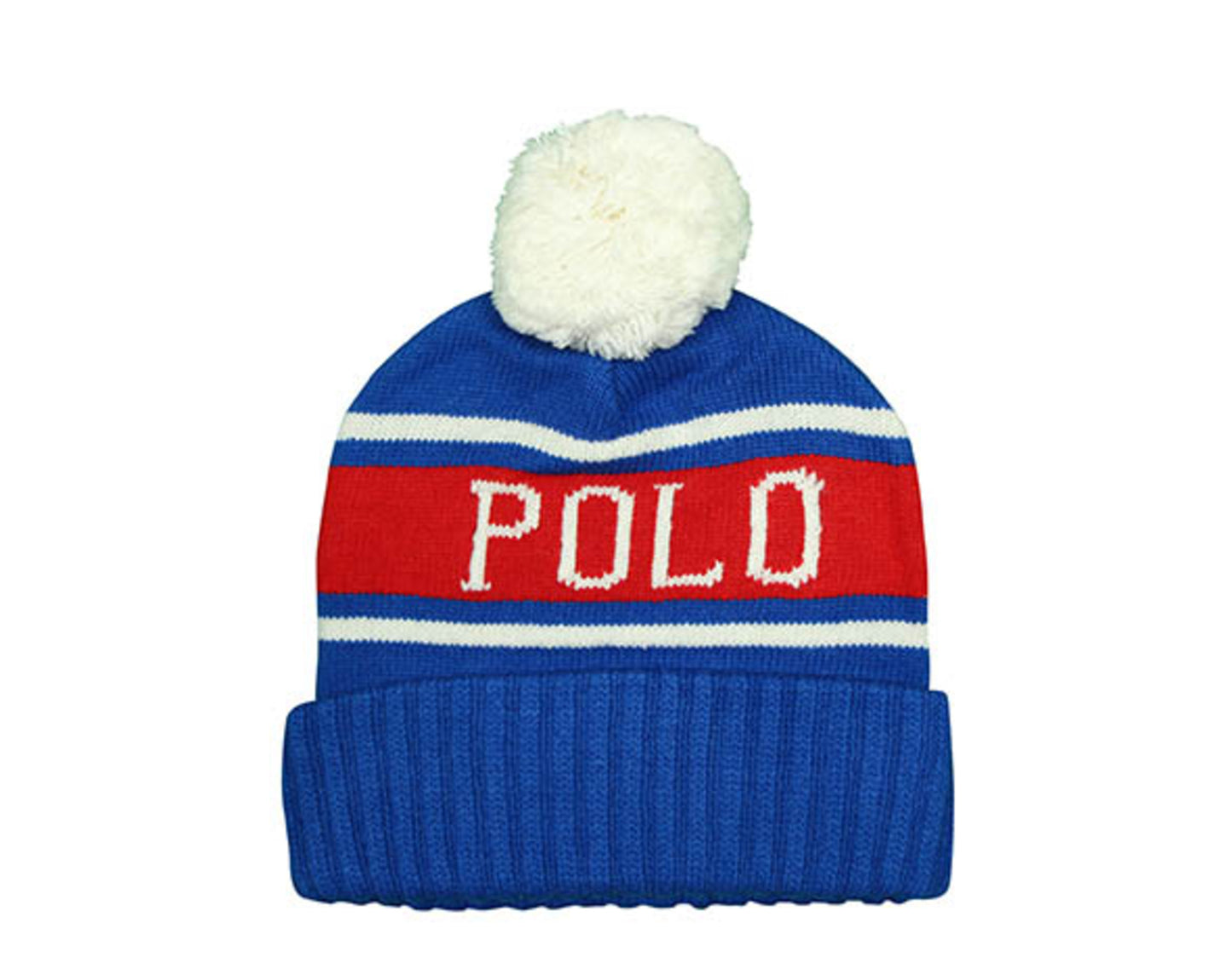 Polo Ralph Lauren Colorblocked USA Blue/Red Pom-Pom Knit Hat PC0248-432