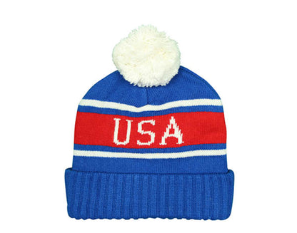 Polo Ralph Lauren Colorblocked USA Blue/Red Pom-Pom Knit Hat PC0248-432