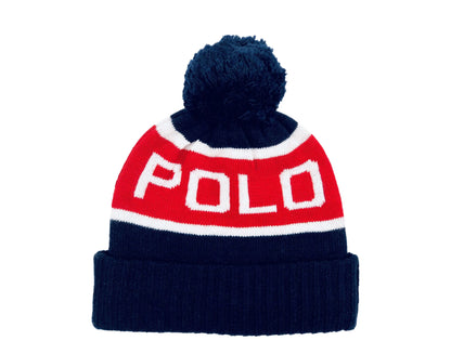 Polo Ralph Lauren Colorblocked +SKI 67 Pom-Pom Navy/Red Knit Hat PC0667-411
