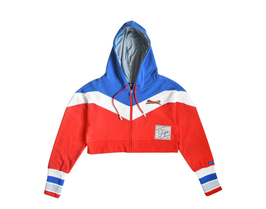 Le Tigre Evelyn Crop-Top Blue/White/Red Women's Hoodie S20KT002-BLU