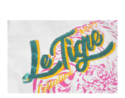Le Tigre Mia Sequence Short Sleeve White/Pink Women's T-Shirt S20KT034-WHT