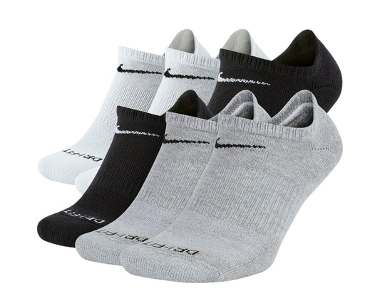 Nike Everyday Plus Cushion No-Show Black/White/Grey Socks (6 Pair Pack) SX6898-923