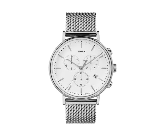Timex Fairfield Chrono 41mm Stainless Steel Silver-Tone/White Watch TW2R27100VQ