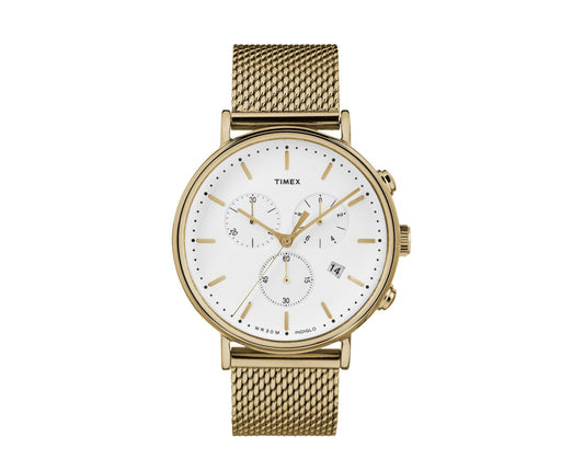 Timex Fairfield Chrono 41mm Stainless Steel Gold/White Watch TW2R27200VQ