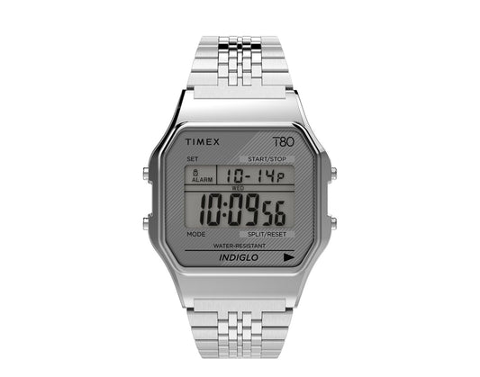 Timex T80 34mm Stainless Steel Bracelet Silver-Tone Watch TW2R79300YB